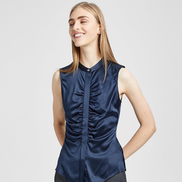 theory ruched silk blouse